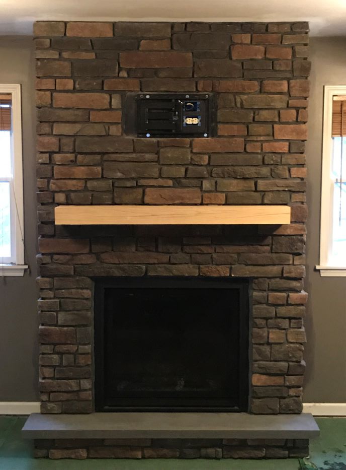 brick fireplace